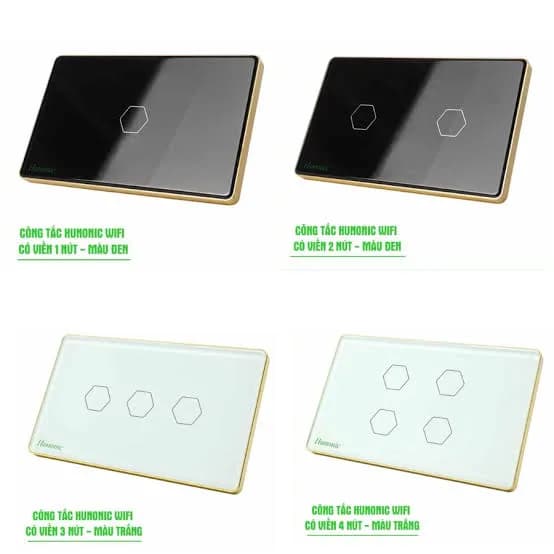 Công tắc cảm ứng WiFi Hunonic HCN 1 Nút, màu Trắng