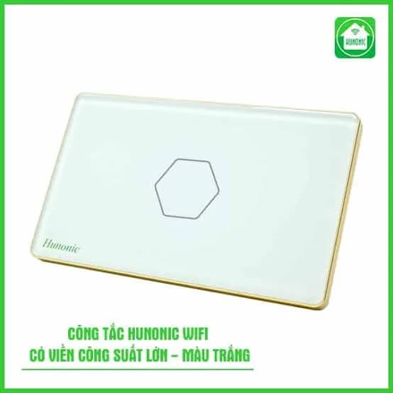 Công tắc cảm ứng WiFi Hunonic HV 1 Nút, màu Trắng
