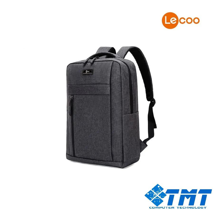 Balo Laptop Lecoo 15-16 Inch BG01 - Màu Xám Đậm; Vải Oxford Không Thấm Nước; 8 Ngăn