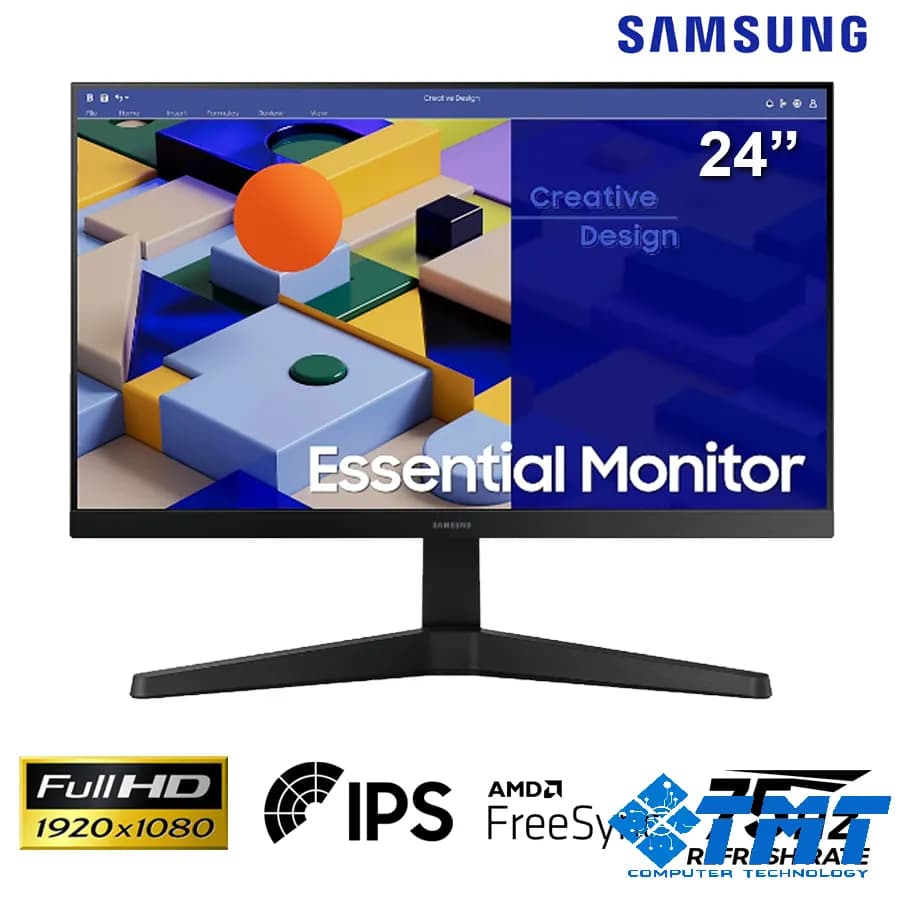 Màn hình Samsung viền mỏng 24-inch LS24C310EAEXXV - IPS 1920x1080; 250cd/m2; 5ms; 75Hz, D-Sub+HDMI (kèm cáp)