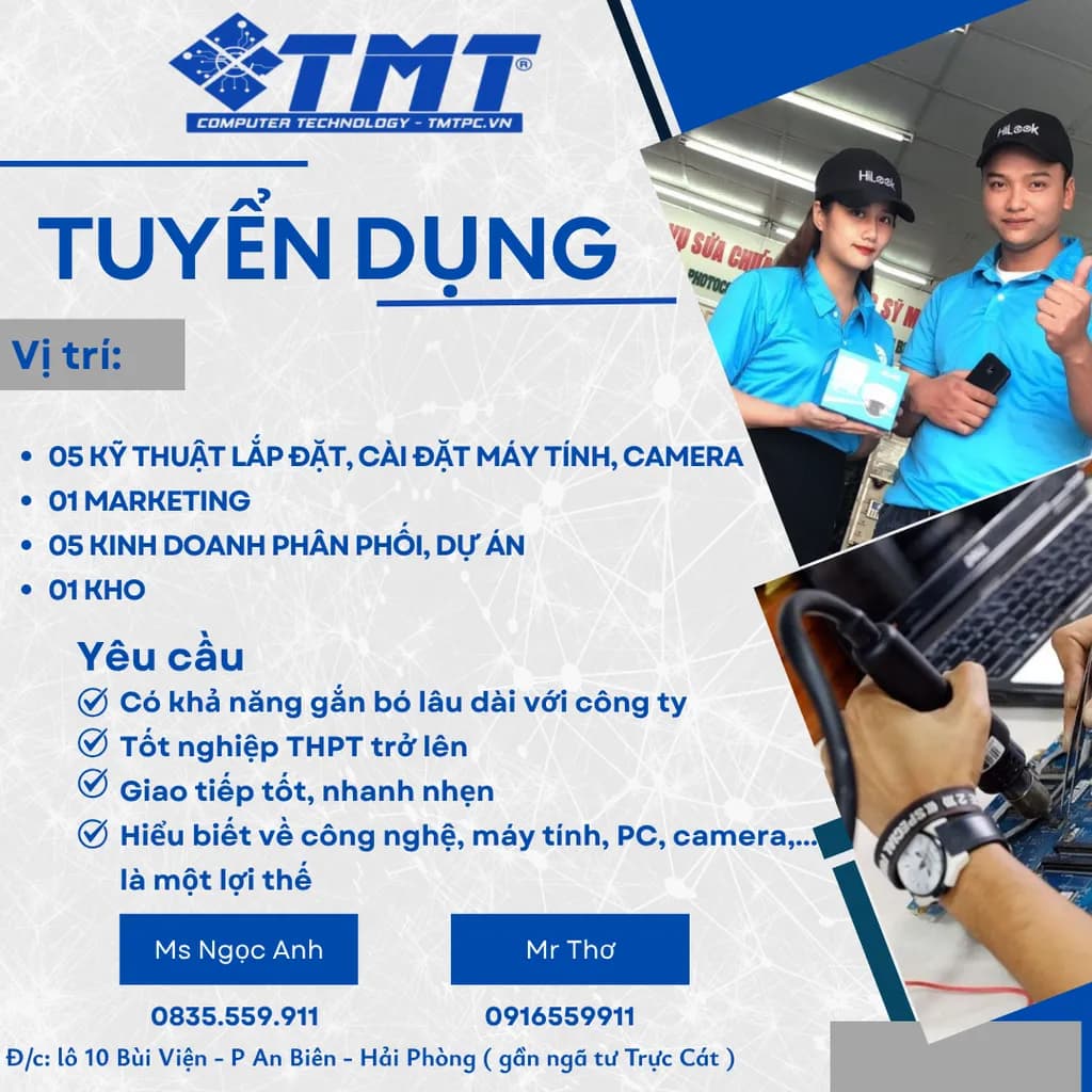 TUYỂN DỤNG NHÂN SỰ THÁNG 8 CƠ HỘI VIỆC LÀM TẠI TMT COMPUTER