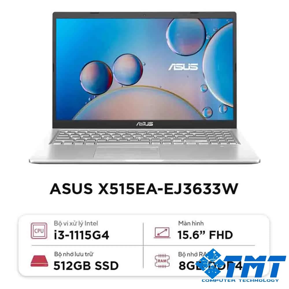 Laptop Asus Vivobook X515EA-EJ3633W (Intel Core i3-1115G4 | 8GB | 512GB | Intel® UHD | 15.6-inch FHD | Win 11 | Bạc)