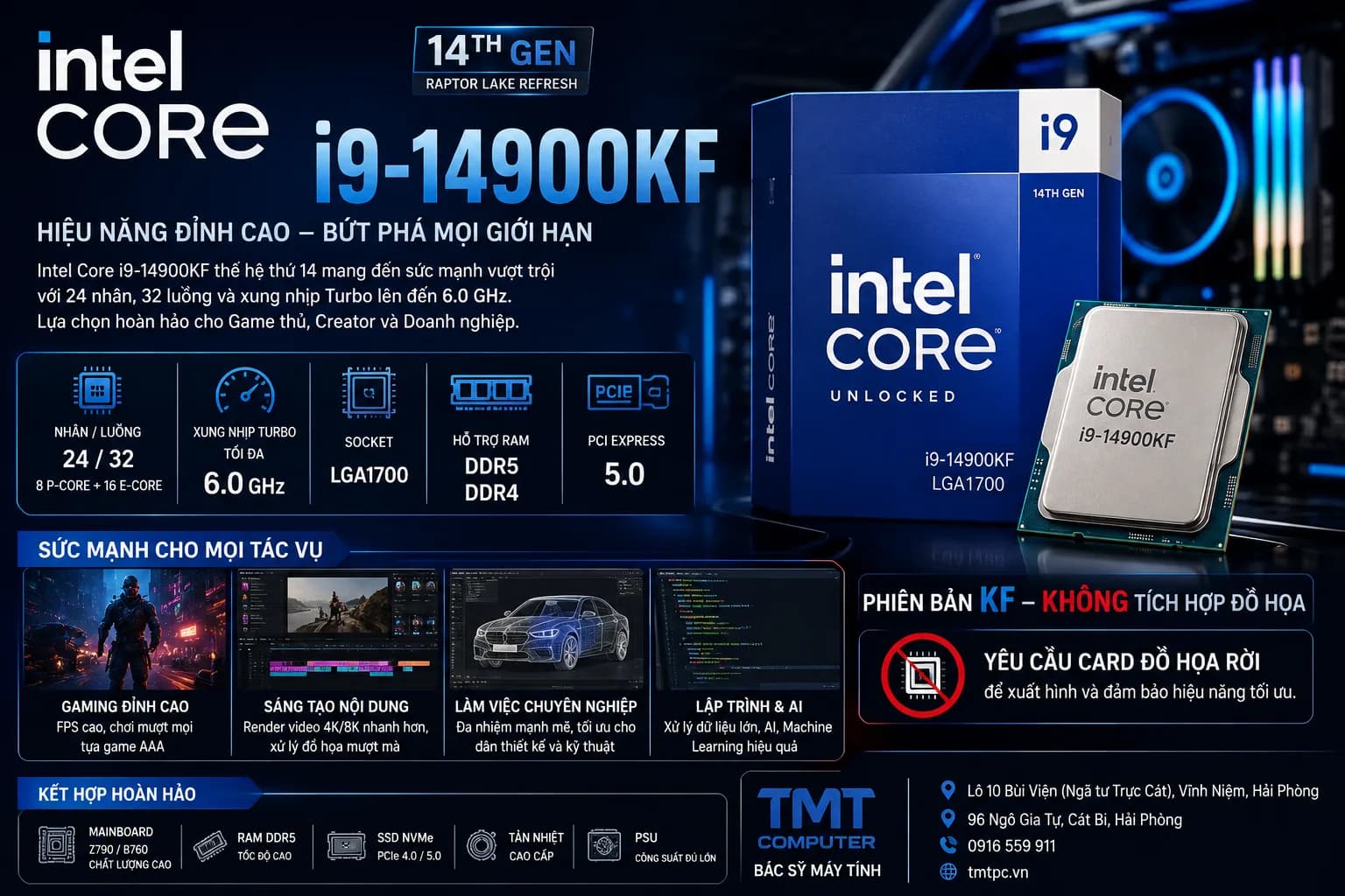 Intel Core i9-14900KF: Bộ Vi Xử Lý Mạnh Mẽ Cho Gaming, Đồ Họa Và AI Chuyên Nghiệp