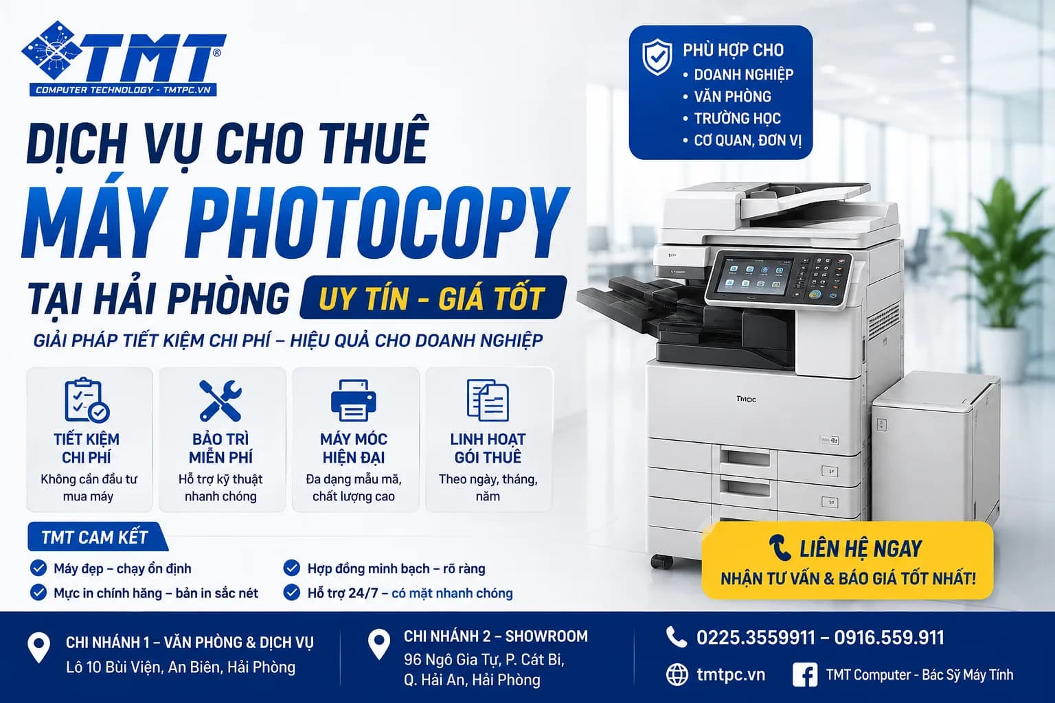 Dịch Vụ Cho Thuê Máy Photocopy Tại Hải Phòng Uy Tín, Giá Tốt - TMT Computer
