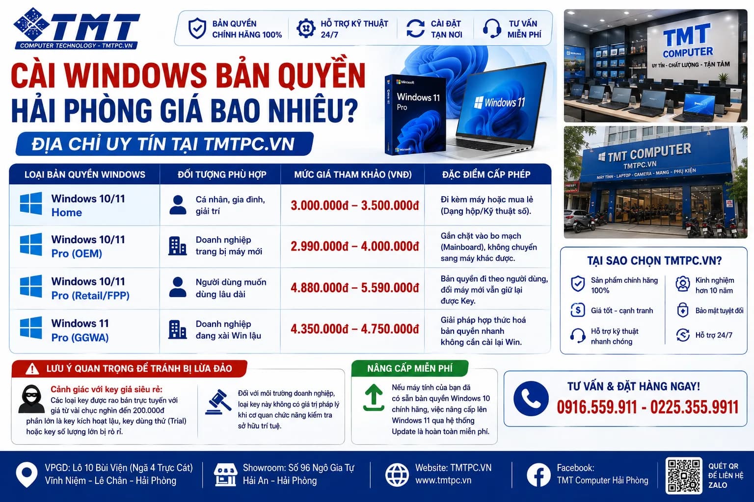 Cài Windows Bản Quyền Tại Hải Phòng Uy Tín - Chính Hãng Microsoft | TMT Computer