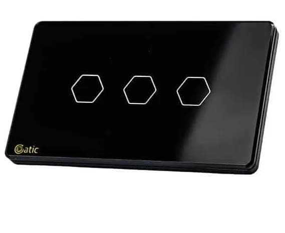 Công tắc cảm ứng WiFi Hunonic 3 Nút, HCN, màu Đen