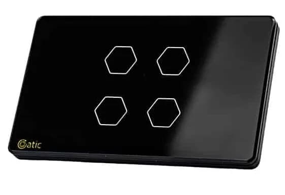 Công tắc cảm ứng WiFi Hunonic 4 Nút, HCN, màu Đen
