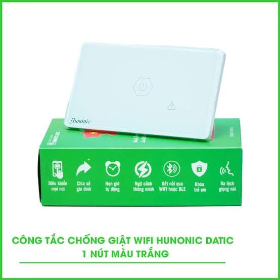 Công tắc cảm ứng WiFi Hunonic 1 Nút, HV, màu Trắng