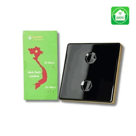 Công tắc cảm ứng BLE Premium 2 Nút, HV, màu Đen