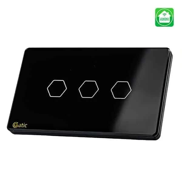 Công tắc cảm ứng WiFi Hunonic Datic 3 Nút, màu Đen