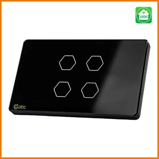 Công tắc cảm ứng WiFi Hunonic Datic 4 Nút, màu Đen
