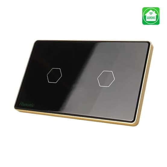 Công tắc cảm ứng WiFi Hunonic 2 Nút, HCN, màu Đen