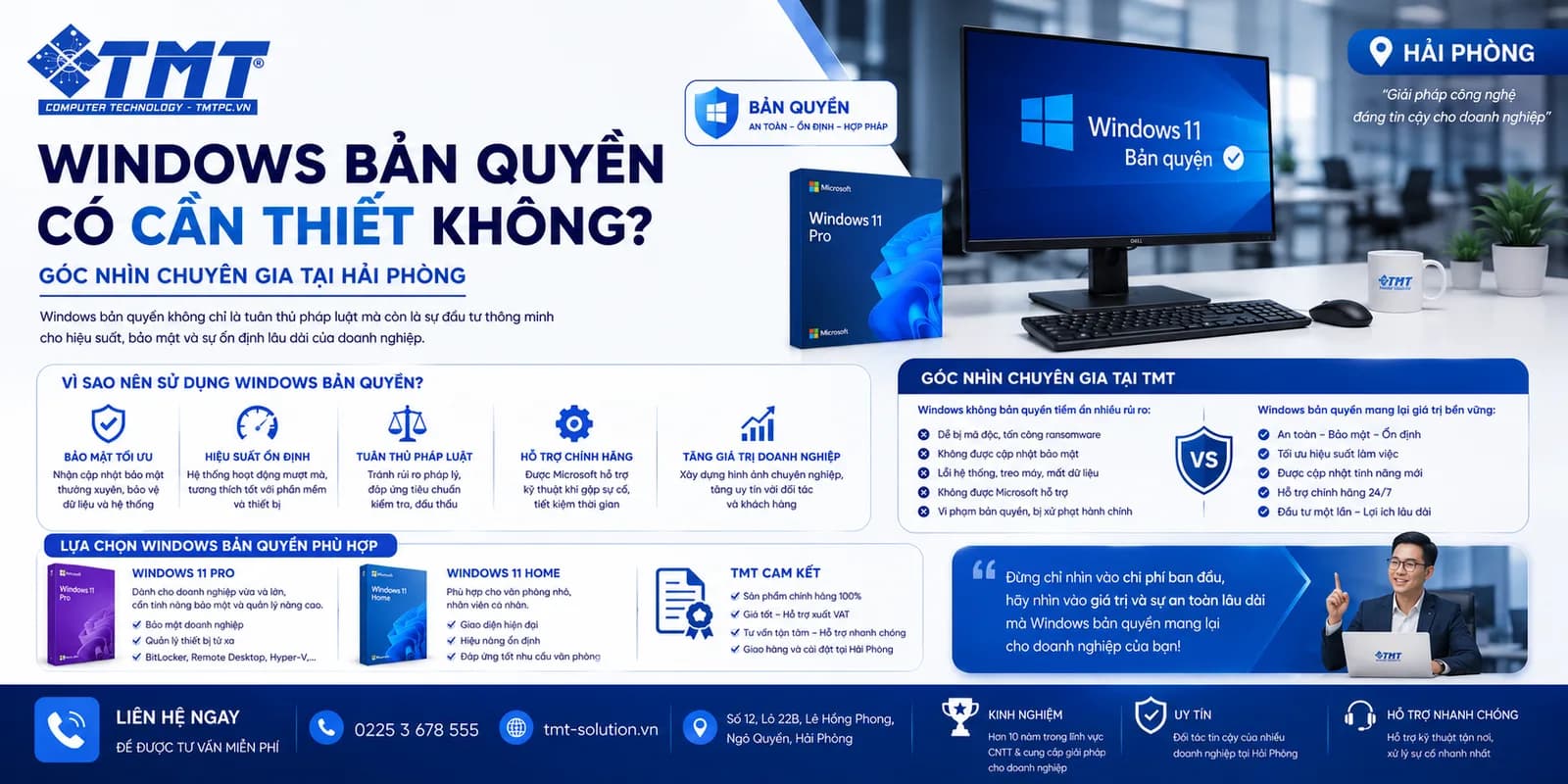 Windows bản quyền có cần thiết không? Góc nhìn chuyên gia tại Hải Phòng