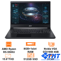Laptop Acer Gaming A715-42G-R05G R5-5500U/8GB/512GB NVMe/15.6 FHD 144Hz/VGA GTX1650 4GB/FP/LedKB/Win11/Black
